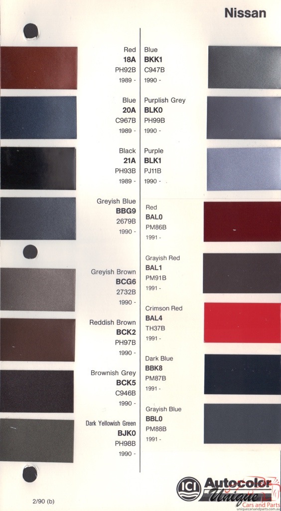 1989-1993 Nissan Paint Charts Autocolor 1